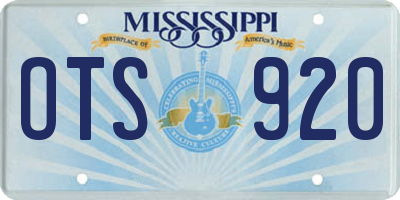 MS license plate OTS920