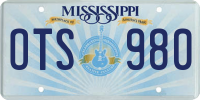 MS license plate OTS980