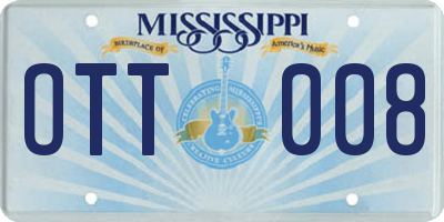 MS license plate OTT008