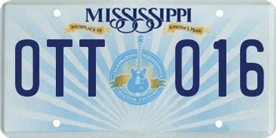 MS license plate OTT016