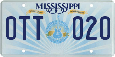 MS license plate OTT020