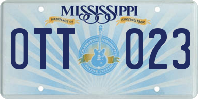 MS license plate OTT023