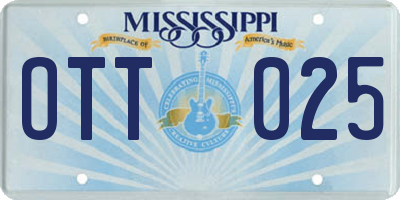 MS license plate OTT025
