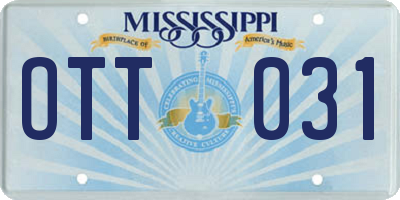 MS license plate OTT031
