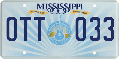 MS license plate OTT033