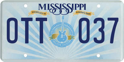 MS license plate OTT037