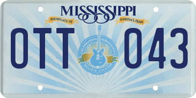 MS license plate OTT043