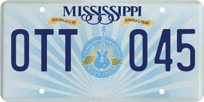 MS license plate OTT045