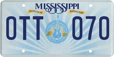 MS license plate OTT070