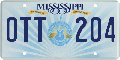 MS license plate OTT204