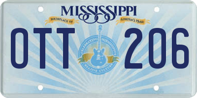 MS license plate OTT206