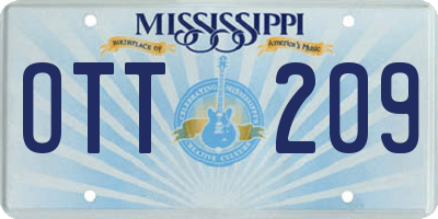 MS license plate OTT209