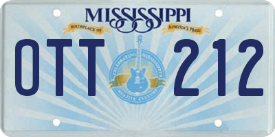 MS license plate OTT212