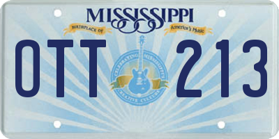 MS license plate OTT213