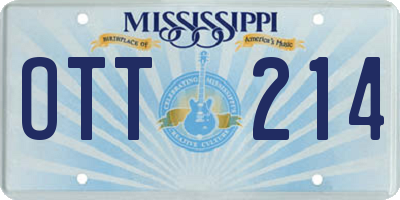 MS license plate OTT214