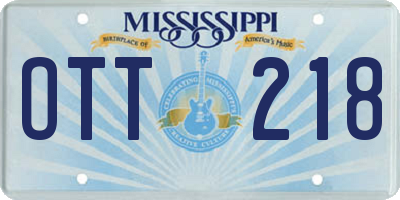 MS license plate OTT218