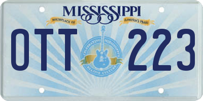 MS license plate OTT223