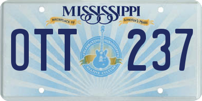 MS license plate OTT237