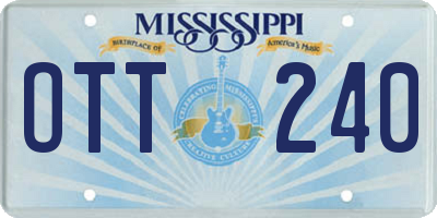 MS license plate OTT240