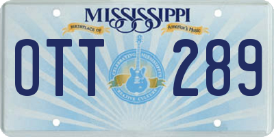 MS license plate OTT289