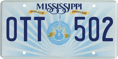 MS license plate OTT502
