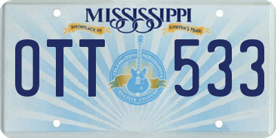 MS license plate OTT533