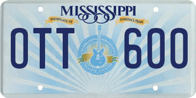 MS license plate OTT600