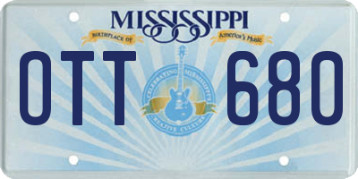 MS license plate OTT680