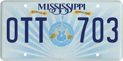 MS license plate OTT703