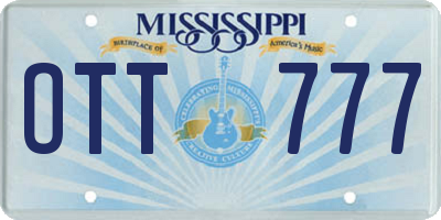 MS license plate OTT777
