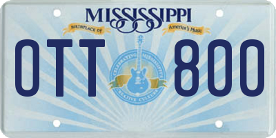 MS license plate OTT800