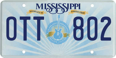 MS license plate OTT802