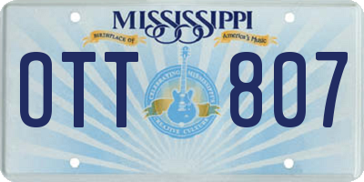 MS license plate OTT807