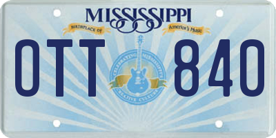 MS license plate OTT840