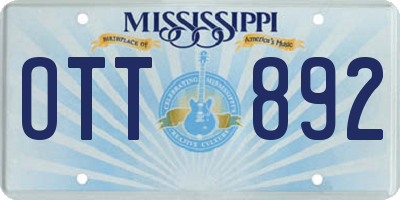MS license plate OTT892