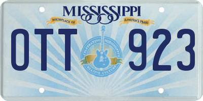 MS license plate OTT923