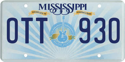 MS license plate OTT930