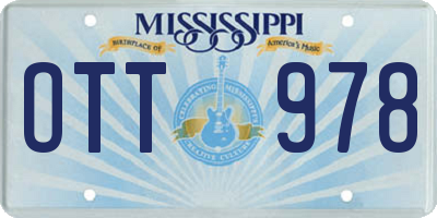 MS license plate OTT978