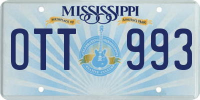MS license plate OTT993