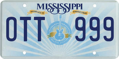 MS license plate OTT999