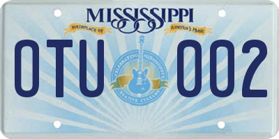 MS license plate OTU002