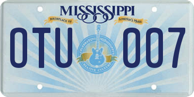 MS license plate OTU007