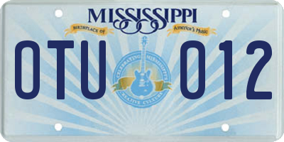 MS license plate OTU012