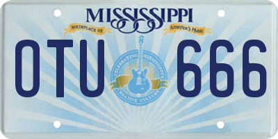 MS license plate OTU666