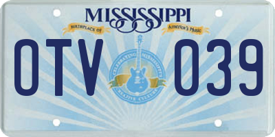 MS license plate OTV039