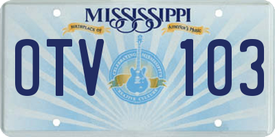 MS license plate OTV103