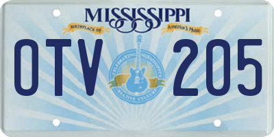 MS license plate OTV205