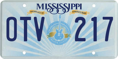 MS license plate OTV217
