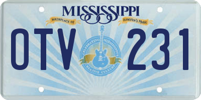 MS license plate OTV231