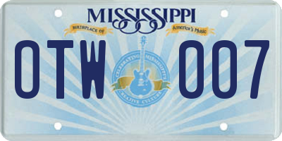 MS license plate OTW007